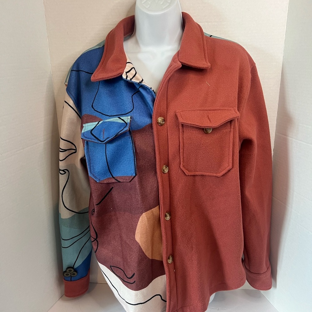Men’s Picasso Art Abstract Flannel NWOT